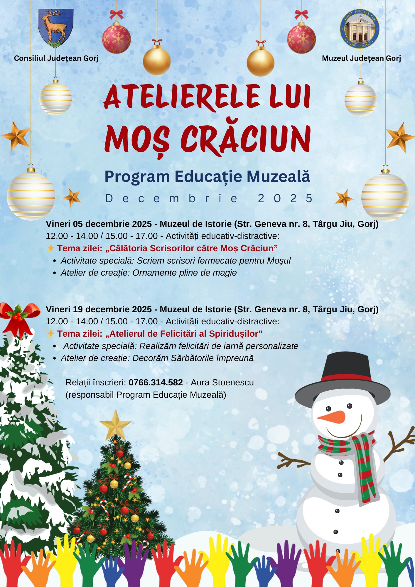 Atelierele lui Moș Crăciun – Programul Educațional al Muzeului Județean Gorj, Decembrie 2025