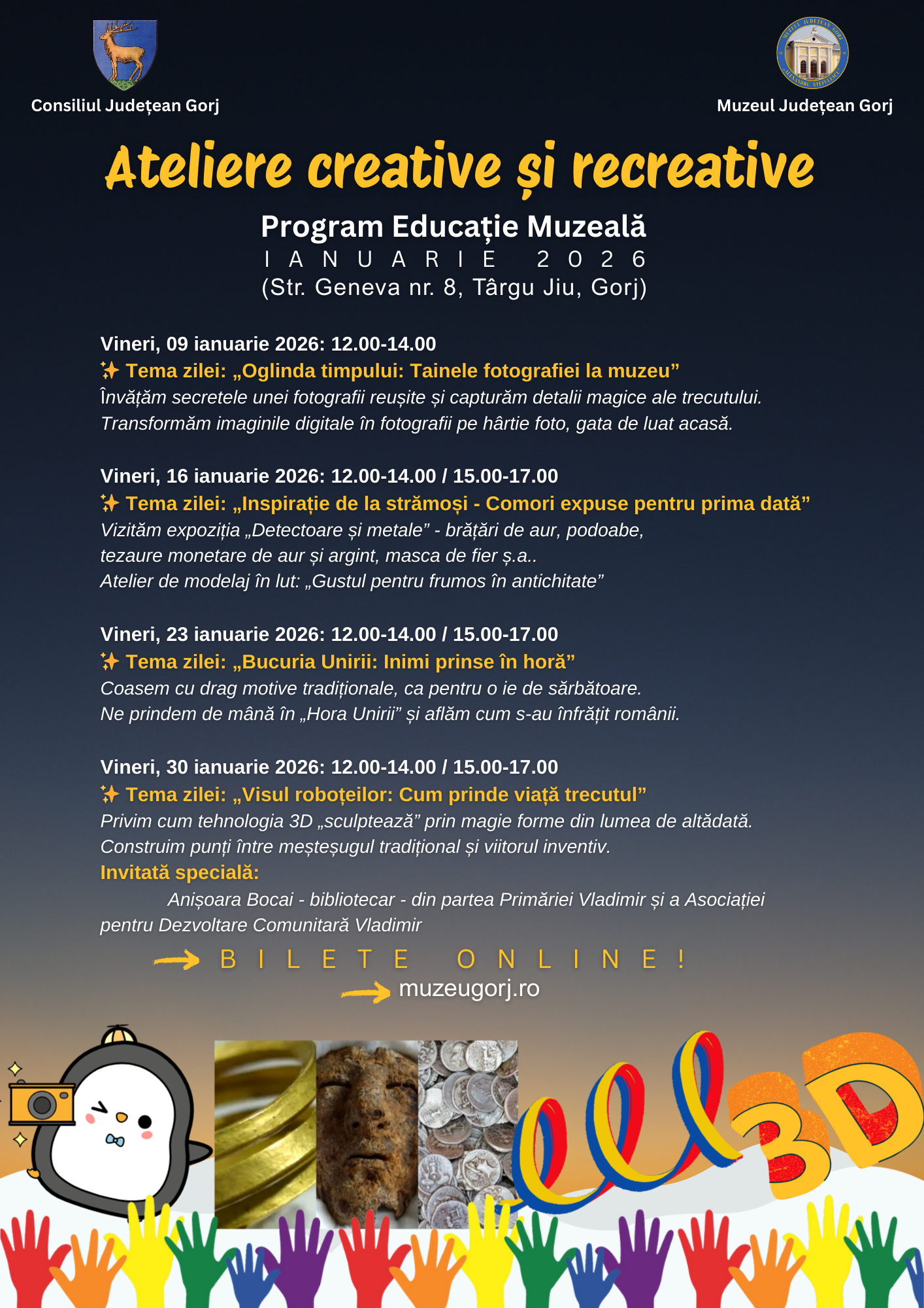 Ateliere creative și recreative: Programul de Educație Muzeală – Ianuarie 2026
